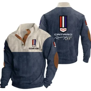 Retro Sports Coupe Men's Stand Up Collar Base Shirt, Collar Hoodie Exclusive Logo For Car Motorcycles Fans CAR20012041 - Navy Blue