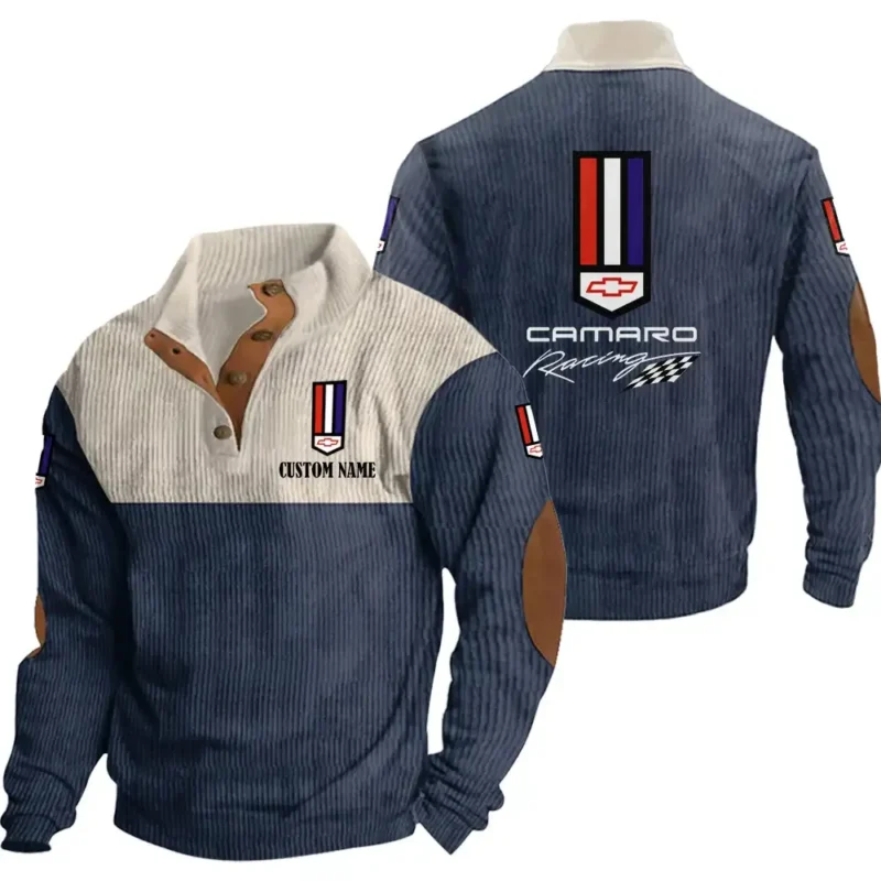 Retro Sports Coupe Men's Stand Up Collar Base Shirt, Collar Hoodie Exclusive Logo For Car Motorcycles Fans CAR20012041 - Navy Blue