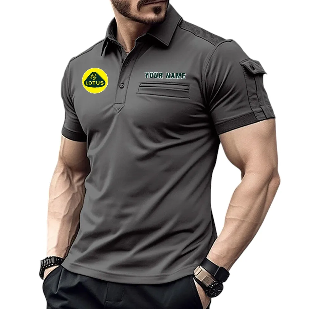 Car Fans Gift Pocket Polo Shirt, Polo Shirt Exclusive Logo For Car Fan, Custom Name CAR445060325036 - Gray