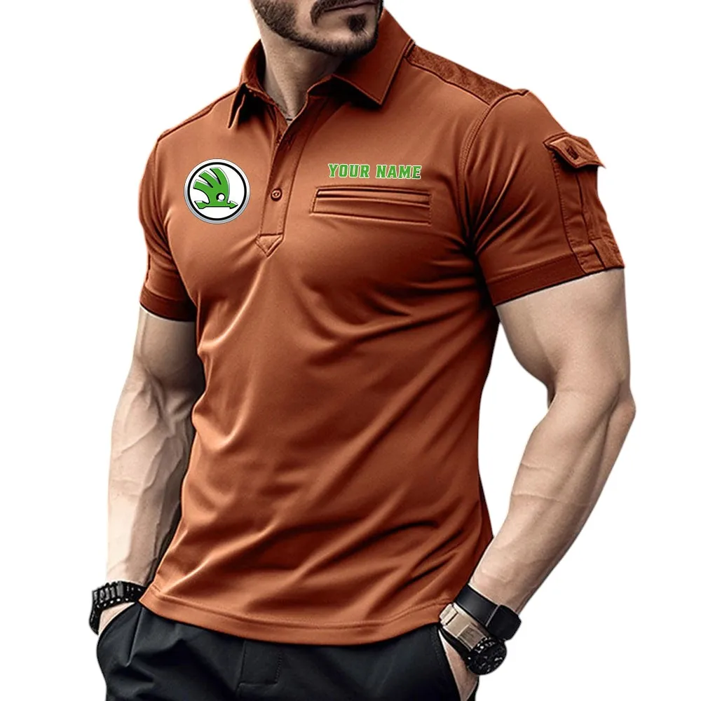 Car Fans Gift Pocket Polo Shirt, Polo Shirt Exclusive Logo For Car Fan, Custom Name CAR445060325050 - Orange