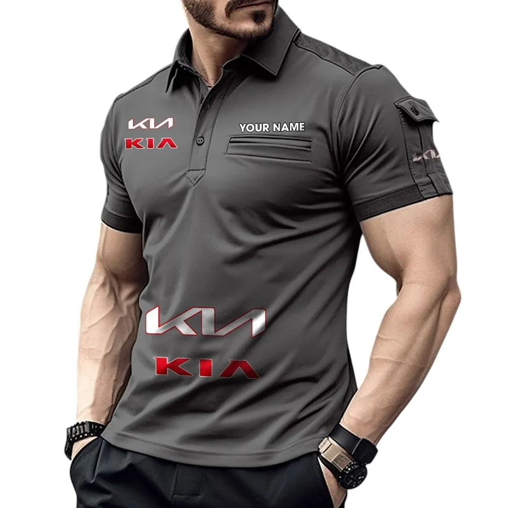 Car Fans Gift Pocket Polo Shirt, Polo Shirt Exclusive Logo For Car Fan, Custom Name CAR450051325364 - Gray