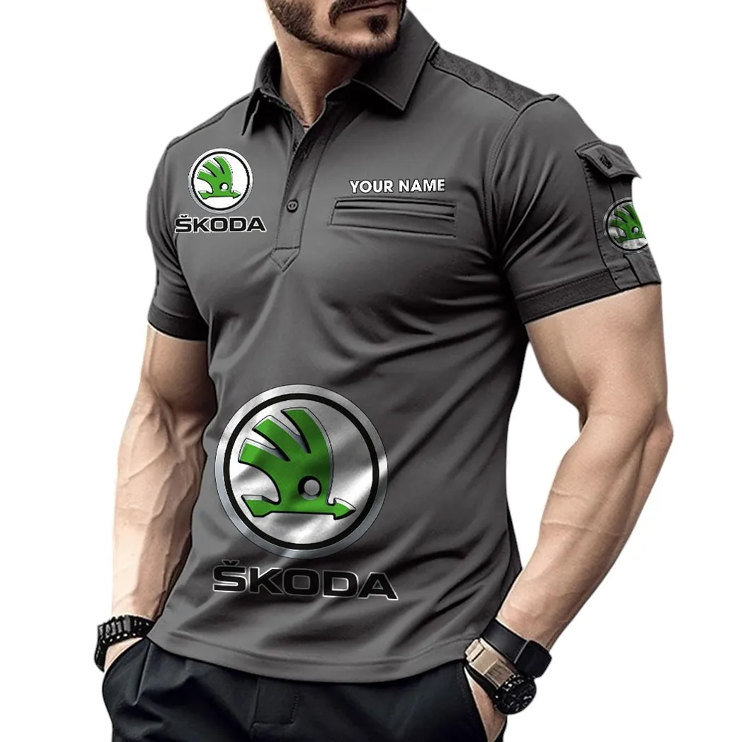 Car Fans Gift Pocket Polo Shirt, Polo Shirt Exclusive Logo For Car Fan, Custom Name CAR450051325387 - Gray