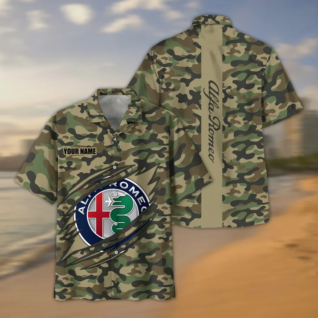 Car Lovers Gift Hawaiian Shirt, Button up Shirt Camo Style For Car Owners, Custom Name CAR210040825688