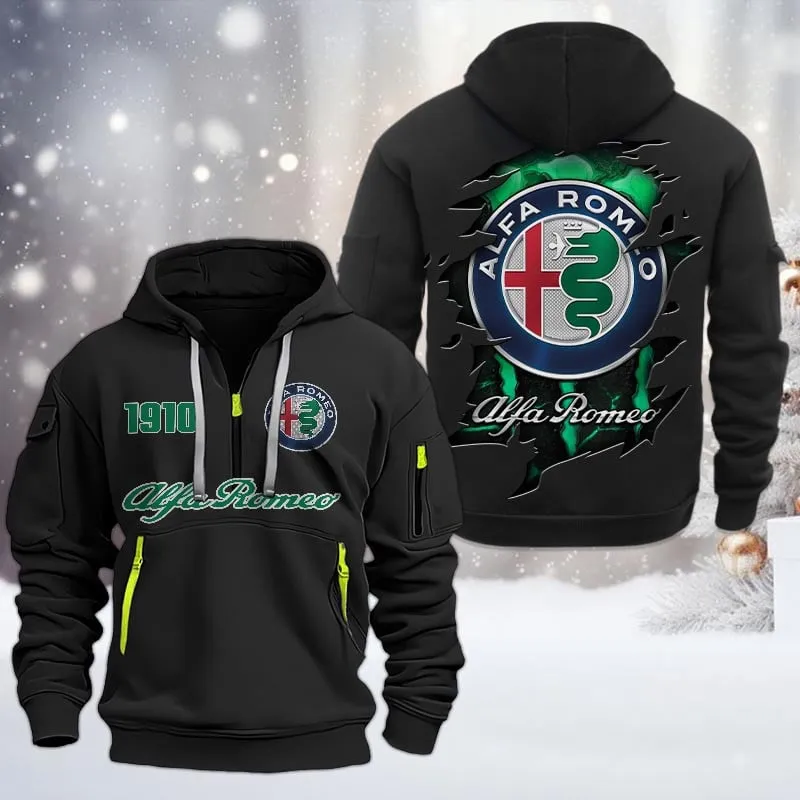 Car Lovers Gift Hoodie Half Zipper, Hoodie All Over Print Gift For Car Owners CAR198032759 - Black