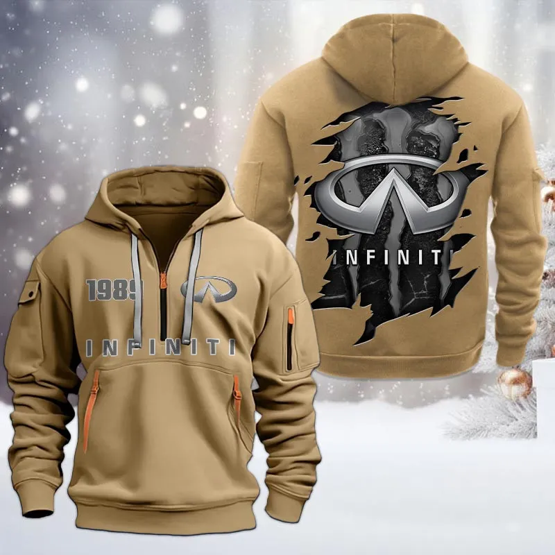 Car Lovers Gift Hoodie Half Zipper, Hoodie All Over Print Gift For Car Owners CAR198032760 - Khaki
