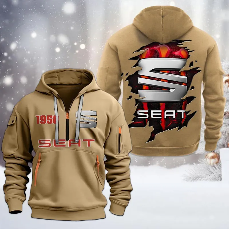 Car Lovers Gift Hoodie Half Zipper, Hoodie All Over Print Gift For Car Owners CAR198032764 - Khaki