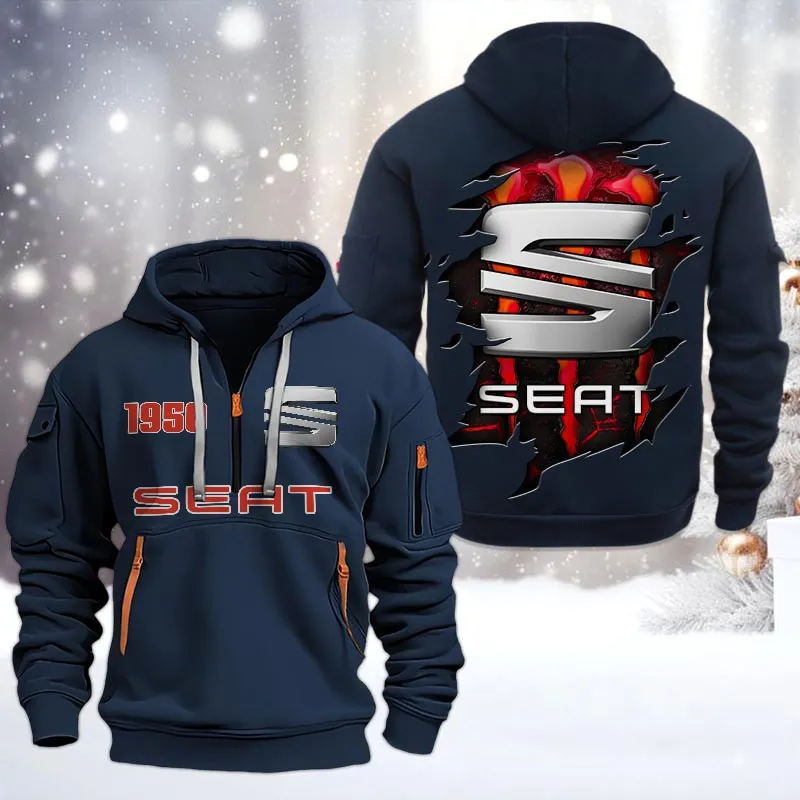 Car Lovers Gift Hoodie Half Zipper, Hoodie All Over Print Gift For Car Owners CAR198032764 - Navy