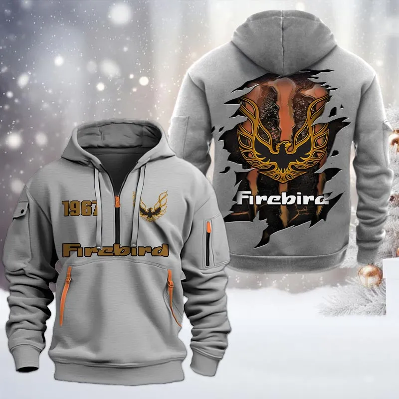 Car Lovers Gift Hoodie Half Zipper, Hoodie All Over Print Gift For Car Owners CAR198032769 - Gray