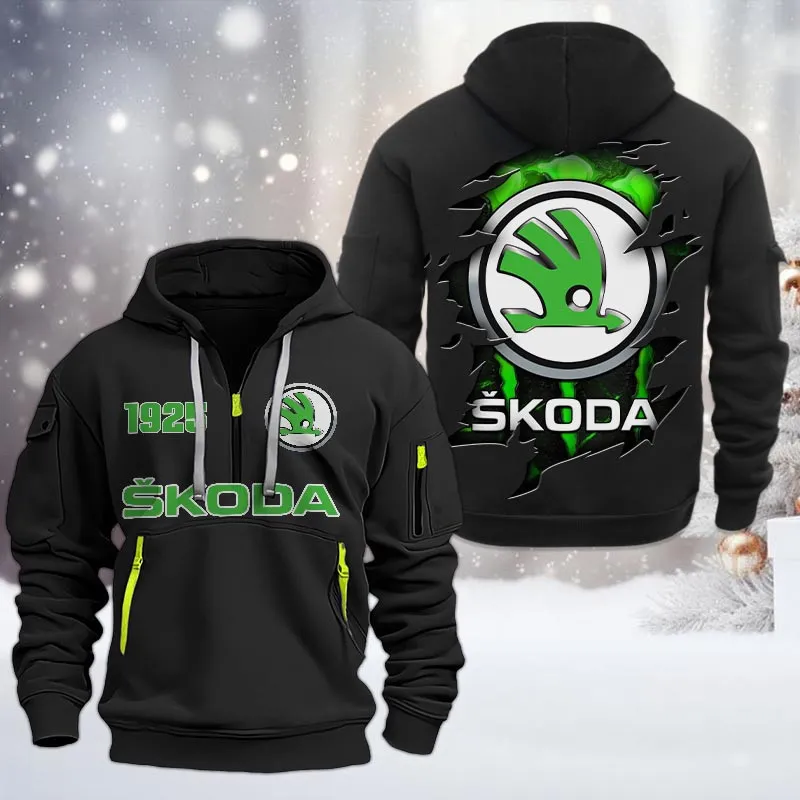 Car Lovers Gift Hoodie Half Zipper, Hoodie All Over Print Gift For Car Owners CAR198032771 - Black