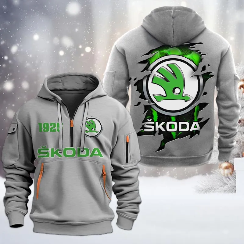 Car Lovers Gift Hoodie Half Zipper, Hoodie All Over Print Gift For Car Owners CAR198032771 - Gray