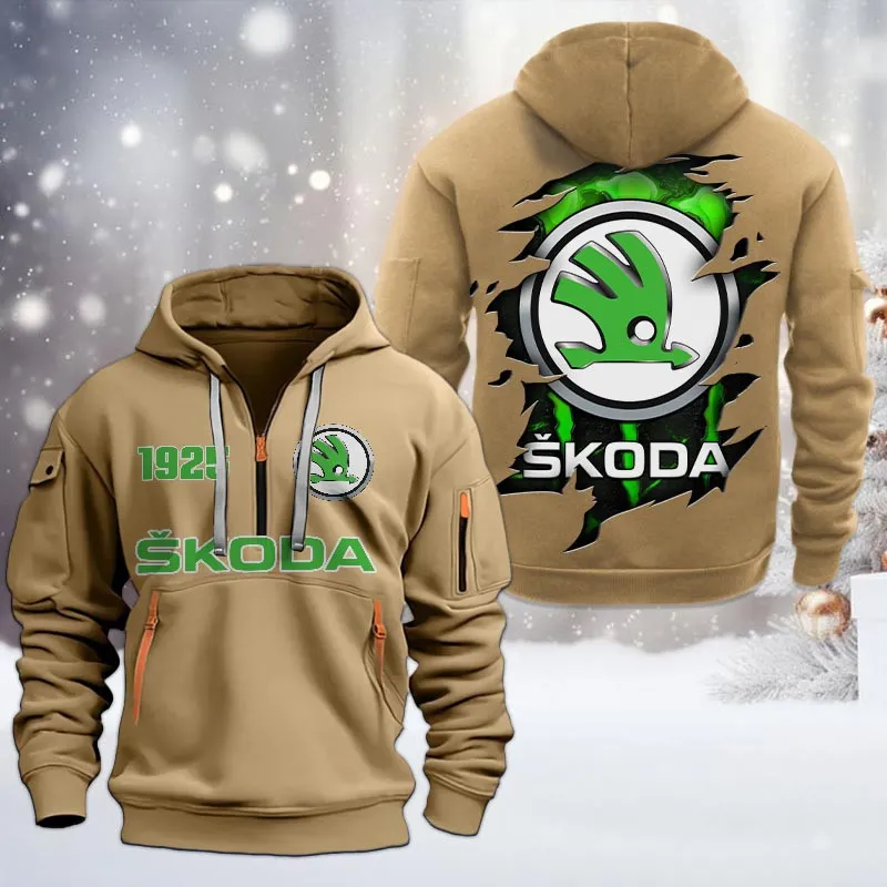Car Lovers Gift Hoodie Half Zipper, Hoodie All Over Print Gift For Car Owners CAR198032771 - Khaki