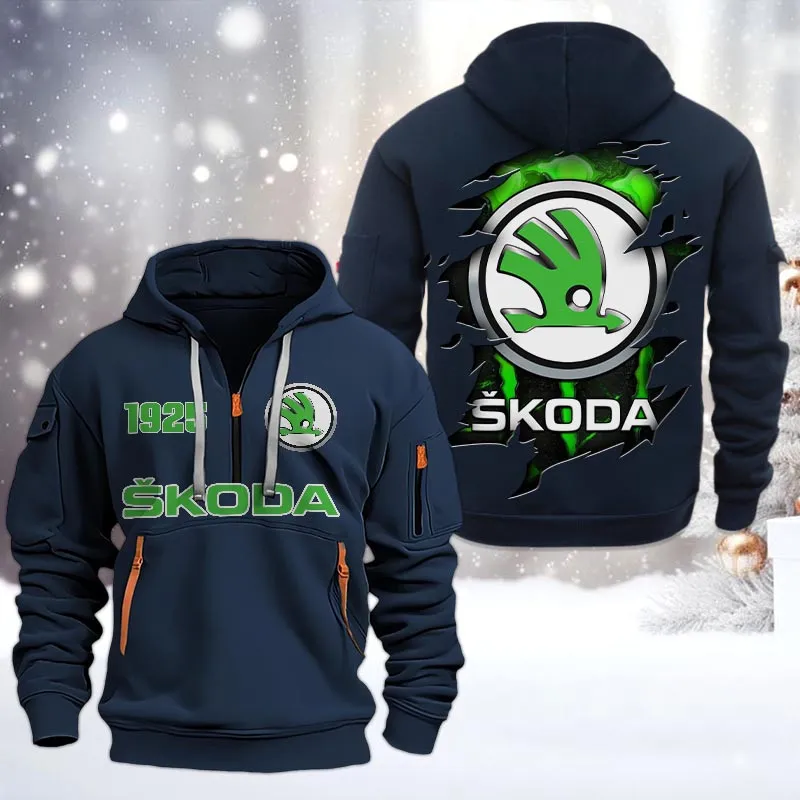 Car Lovers Gift Hoodie Half Zipper, Hoodie All Over Print Gift For Car Owners CAR198032771 - Navy