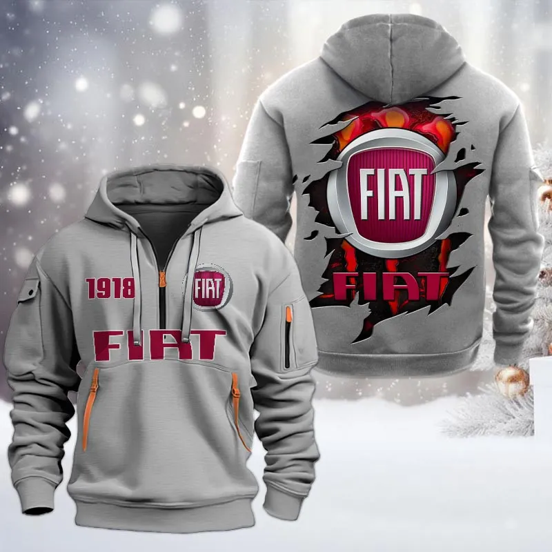Car Lovers Gift Hoodie Half Zipper, Hoodie All Over Print Gift For Car Owners CAR198032775 - Gray