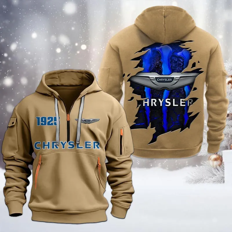 Car Lovers Gift Hoodie Half Zipper, Hoodie All Over Print Gift For Car Owners CAR198032777 - Khaki