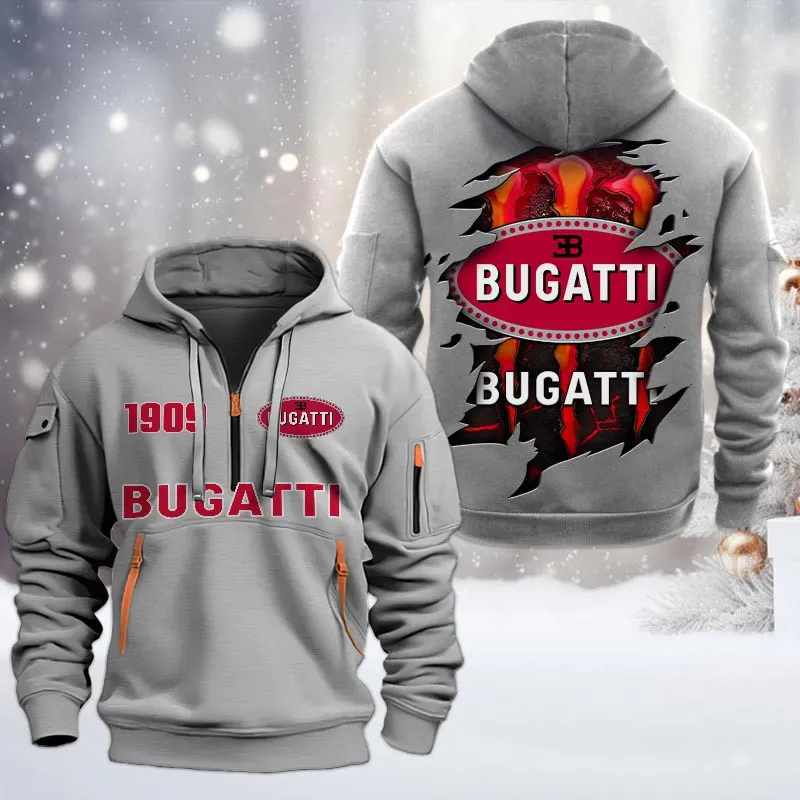 Car Lovers Gift Hoodie Half Zipper, Hoodie All Over Print Gift For Car Owners CAR198032780 - Gray