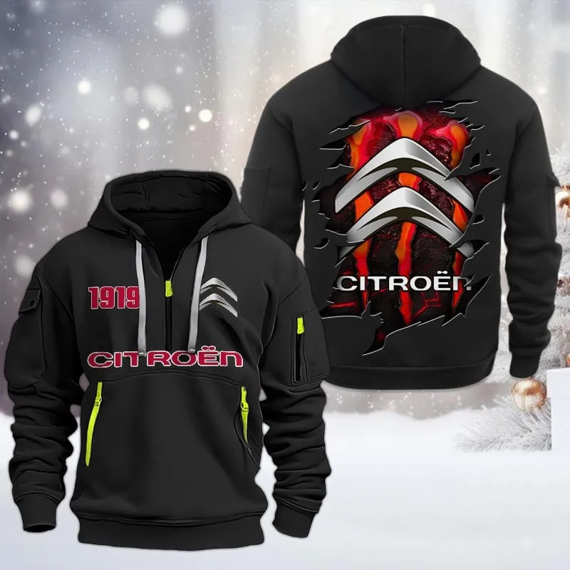 Car Lovers Gift Hoodie Half Zipper, Hoodie All Over Print Gift For Car Owners CAR198032783 - Black