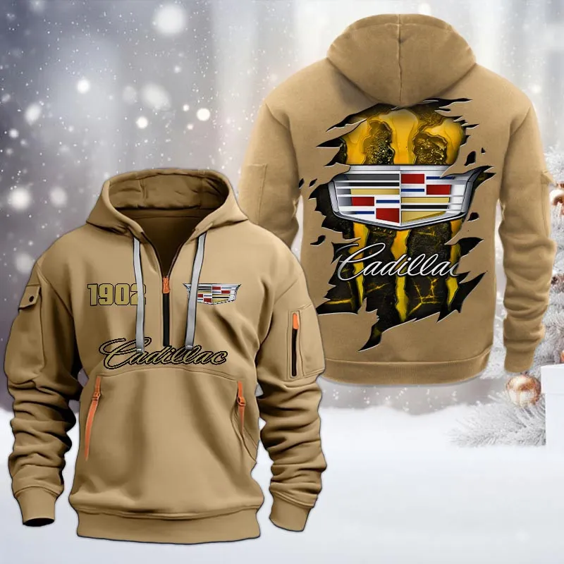 Car Lovers Gift Hoodie Half Zipper, Hoodie All Over Print Gift For Car Owners CAR198032785 - Khaki