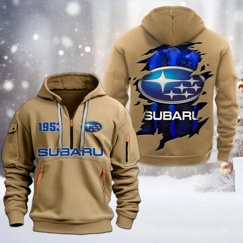 Car Lovers Gift Hoodie Half Zipper, Hoodie All Over Print Gift For Car Owners CAR198032788 - Khaki
