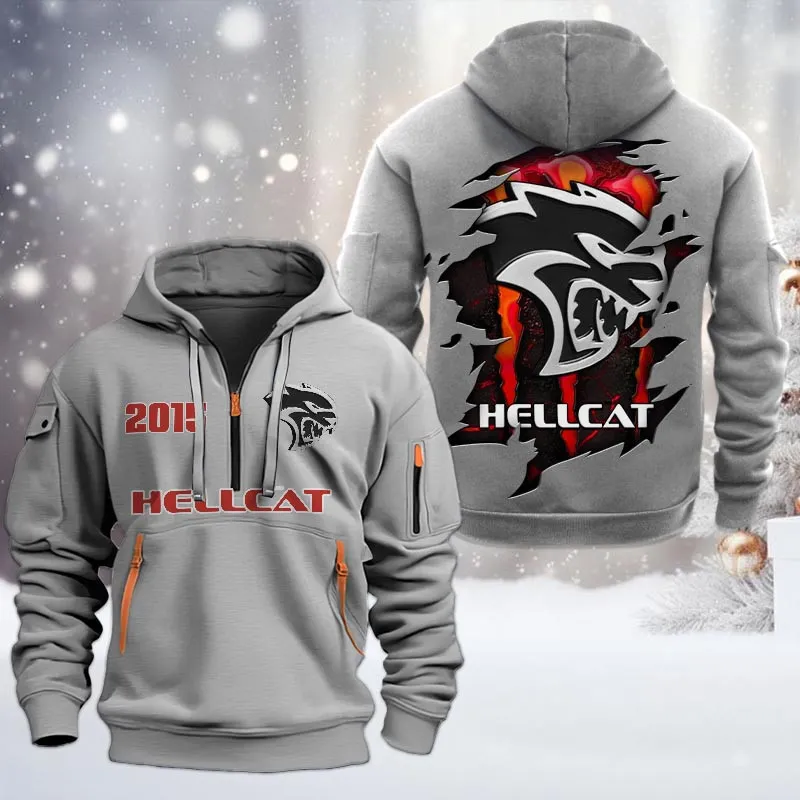 Car Lovers Gift Hoodie Half Zipper, Hoodie All Over Print Gift For Car Owners CAR198032789 - Gray