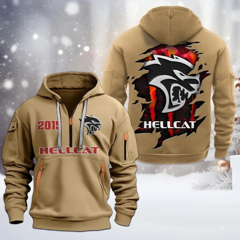 Car Lovers Gift Hoodie Half Zipper, Hoodie All Over Print Gift For Car Owners CAR198032789 - Khaki