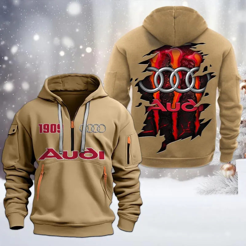 Car Lovers Gift Hoodie Half Zipper, Hoodie All Over Print Gift For Car Owners CAR198032792 - Khaki