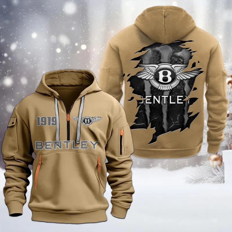 Car Lovers Gift Hoodie Half Zipper, Hoodie All Over Print Gift For Car Owners CAR198032794 - Khaki