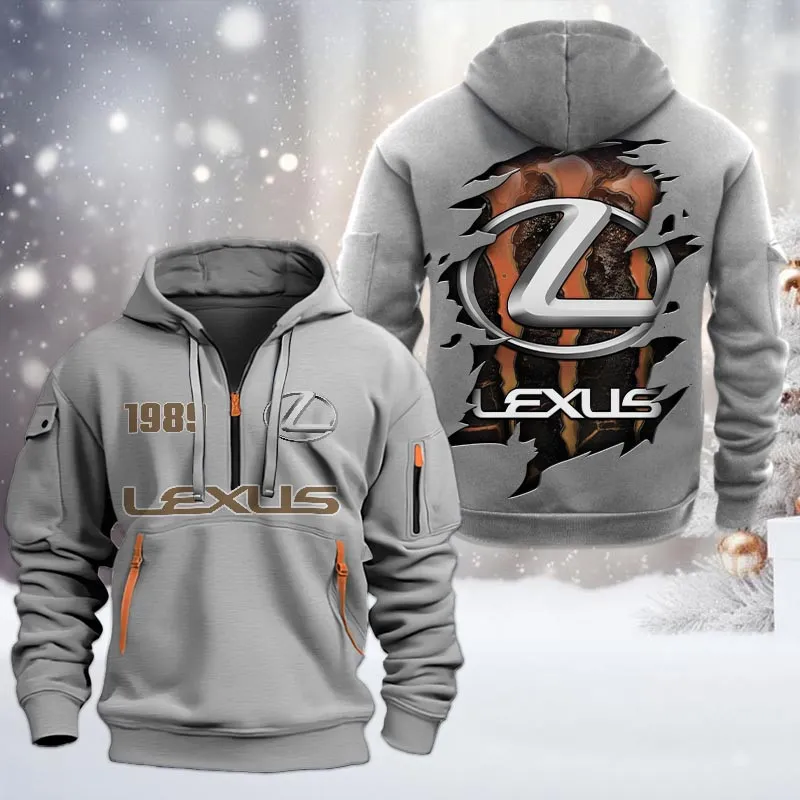 Car Lovers Gift Hoodie Half Zipper, Hoodie All Over Print Gift For Car Owners CAR198032795 - Gray