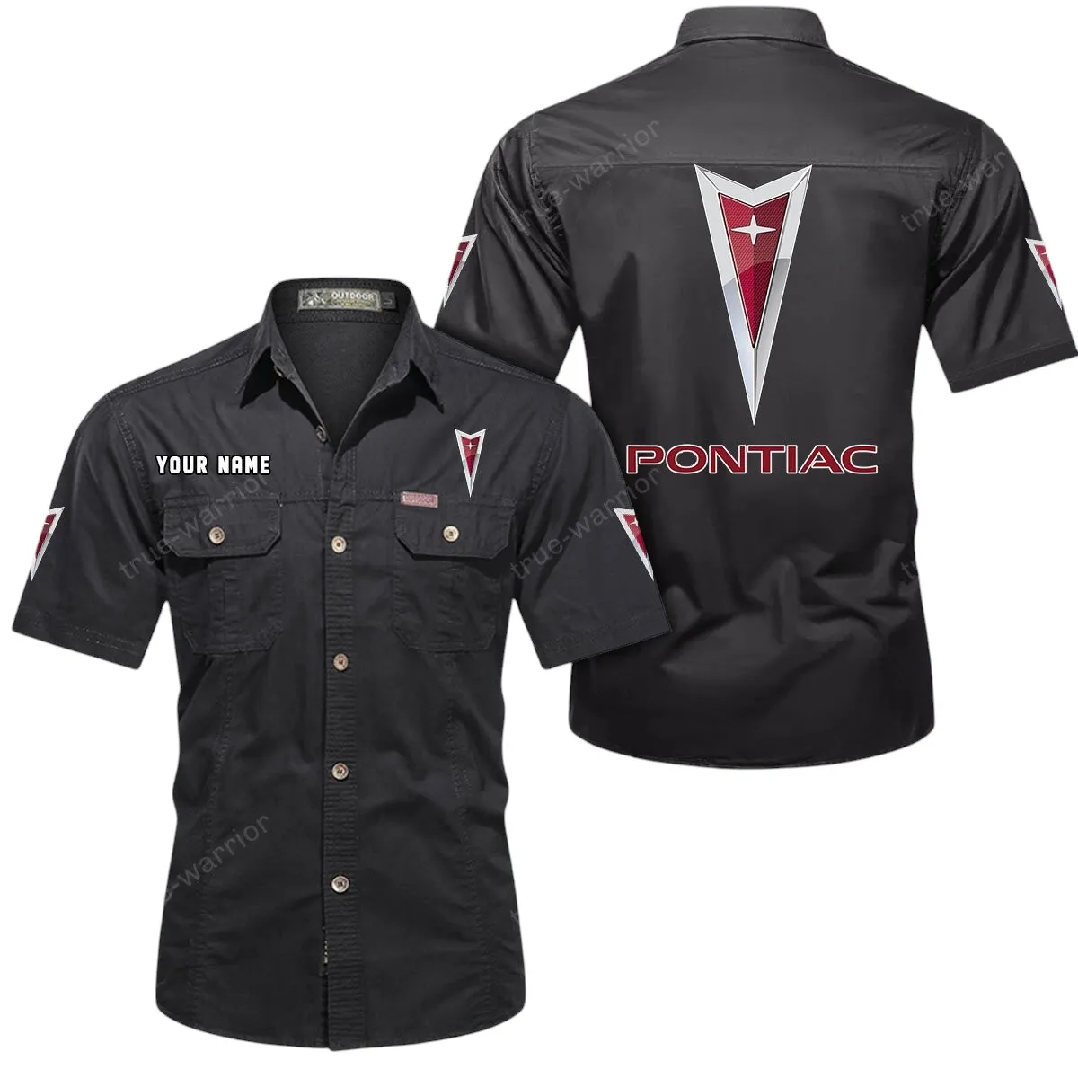 Car Lovers Gift Short Sleeved Shirt, Button Up Shirt Exclusive Logo For Car Owners CAR444052625809 - Black