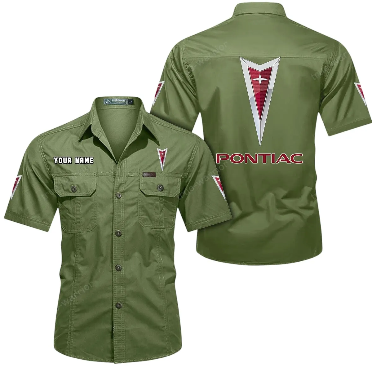 Car Lovers Gift Short Sleeved Shirt, Button Up Shirt Exclusive Logo For Car Owners CAR444052625809 - Fruit Green