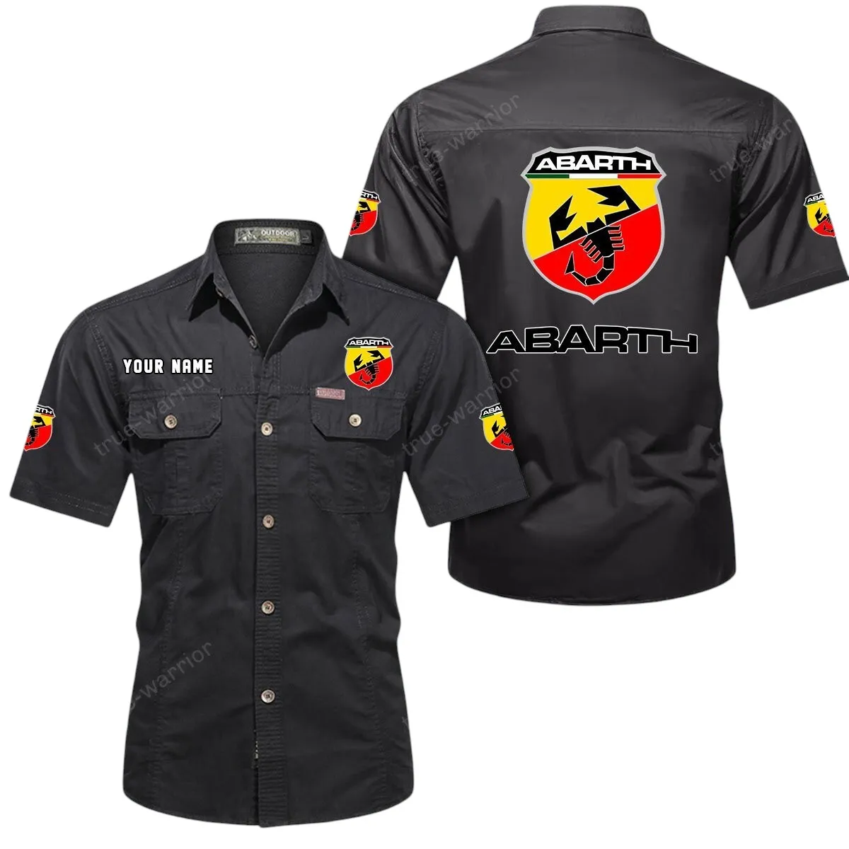 Car Lovers Gift Short Sleeved Shirt, Button Up Shirt Exclusive Logo For Car Owners CAR444052625866 - Black