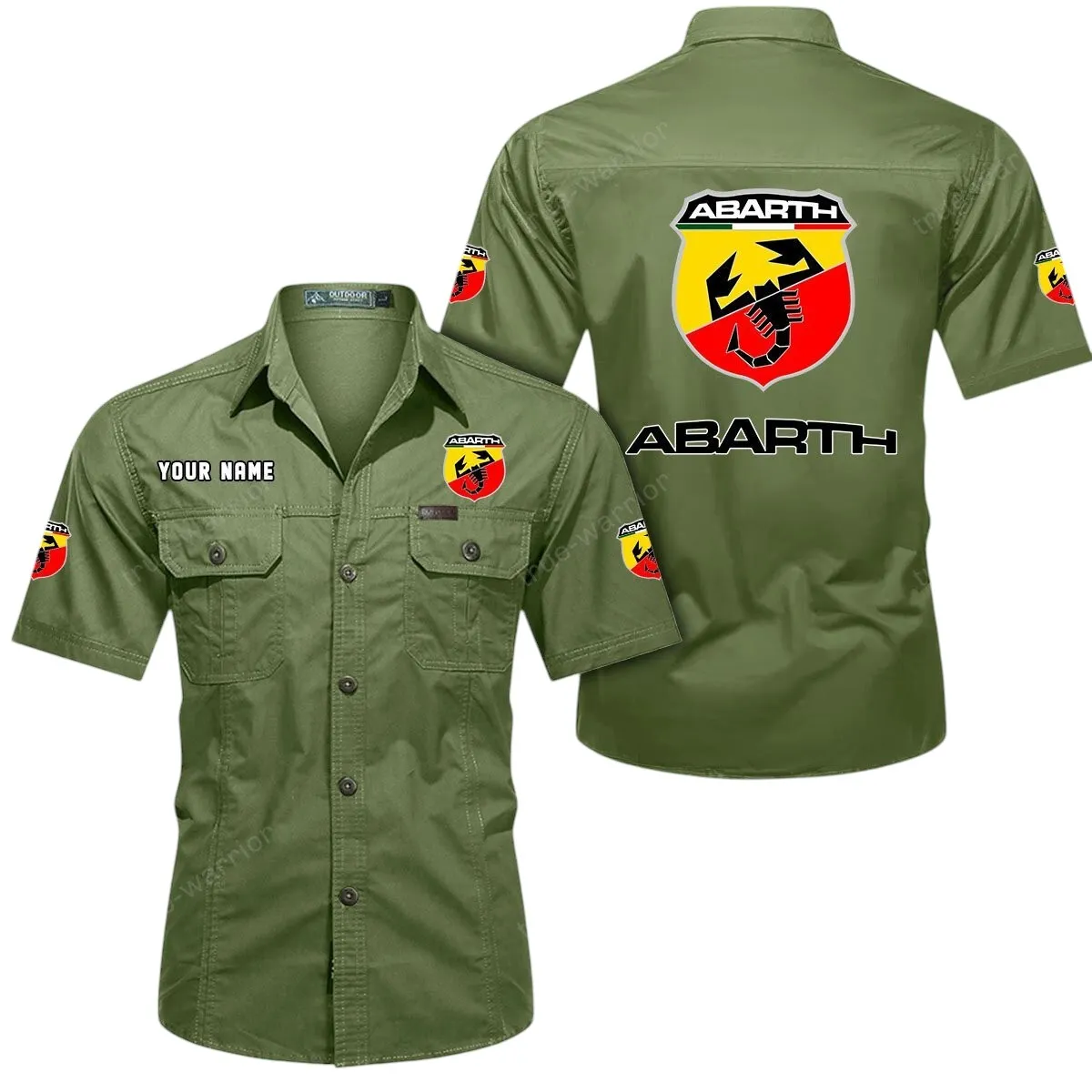 Car Lovers Gift Short Sleeved Shirt, Button Up Shirt Exclusive Logo For Car Owners CAR444052625866 - Fruit Green