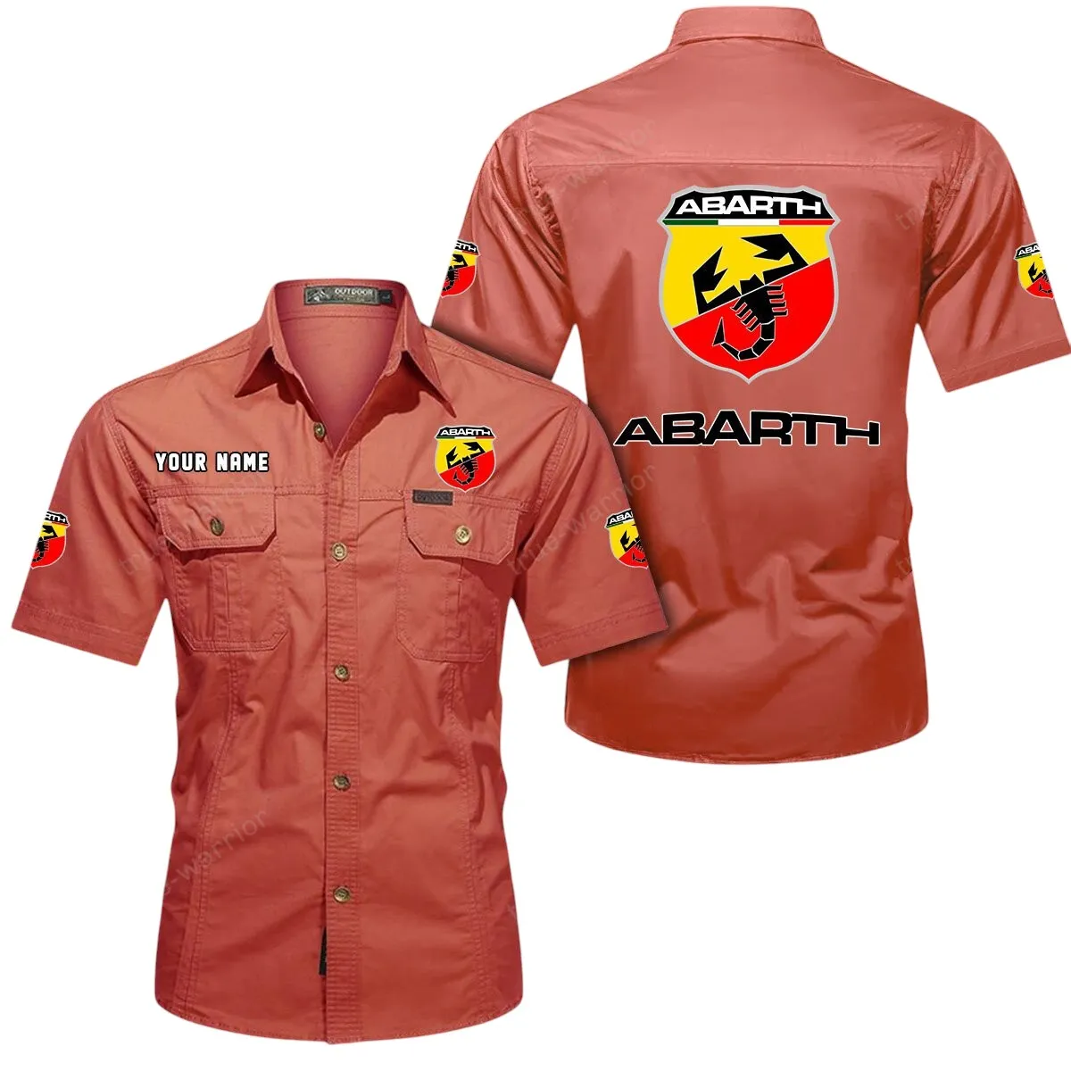 Car Lovers Gift Short Sleeved Shirt, Button Up Shirt Exclusive Logo For Car Owners CAR444052625866 - Red