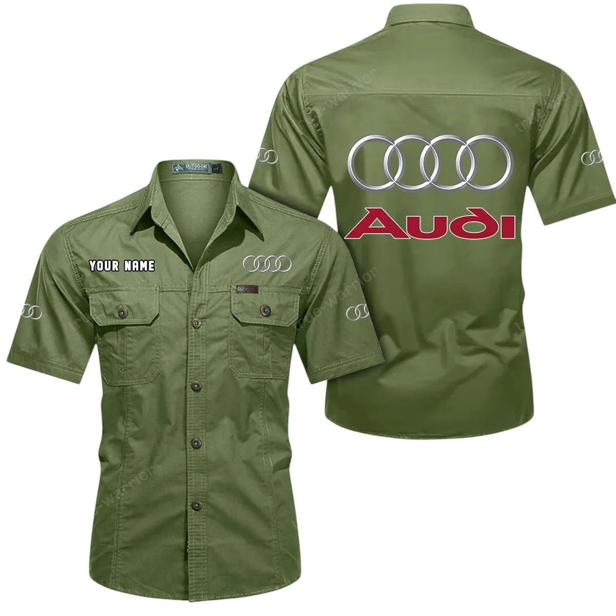 Car Lovers Gift Short Sleeved Shirt, Button Up Shirt Exclusive Logo For Car Owners CAR444052625868 - Fruit Green
