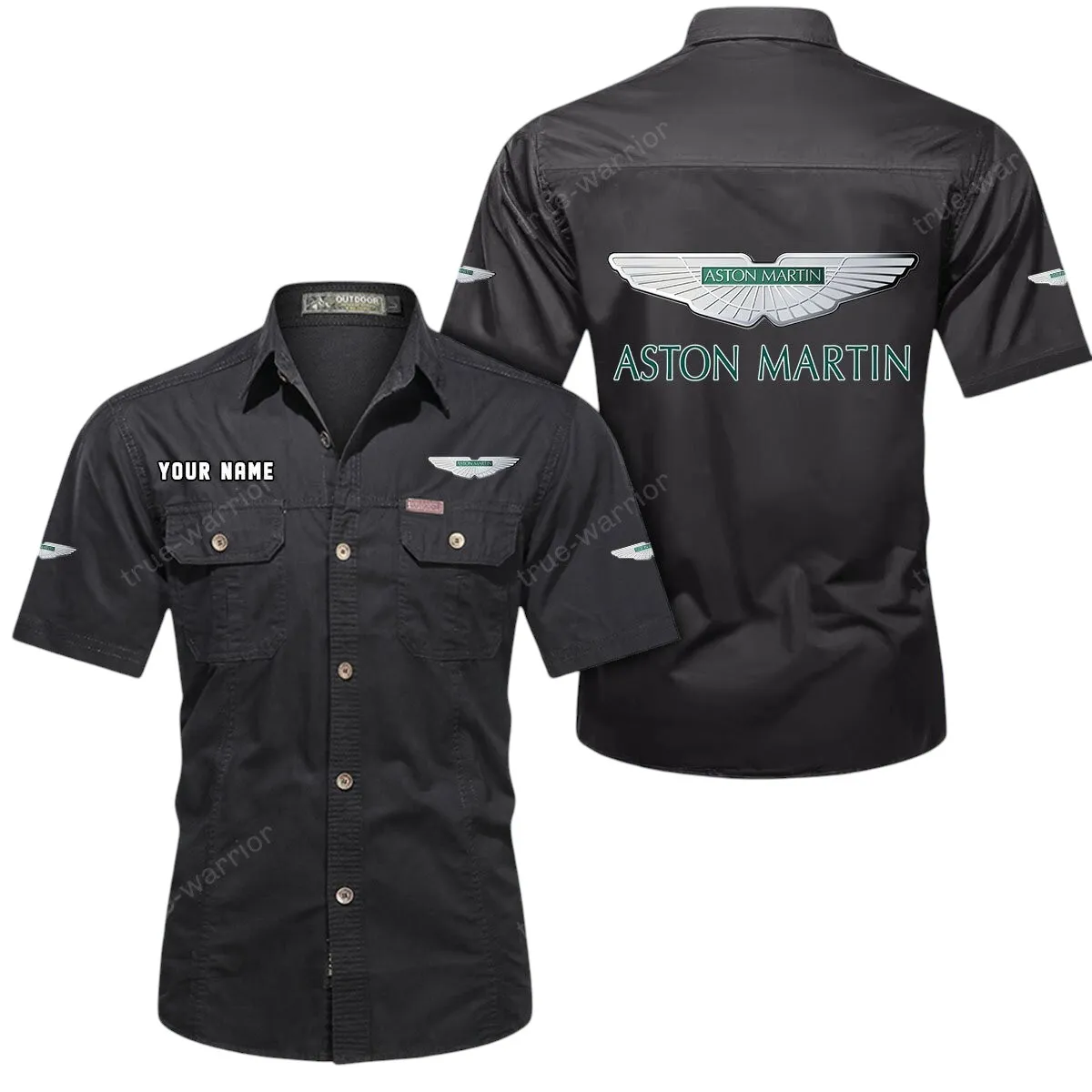 Car Lovers Gift Short Sleeved Shirt, Button Up Shirt Exclusive Logo For Car Owners CAR444052625906 - Black