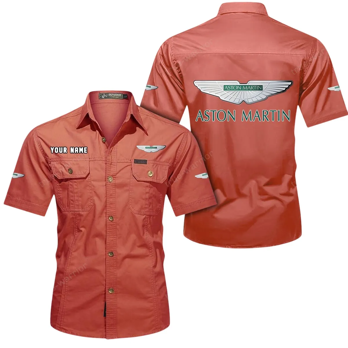 Car Lovers Gift Short Sleeved Shirt, Button Up Shirt Exclusive Logo For Car Owners CAR444052625906 - Red
