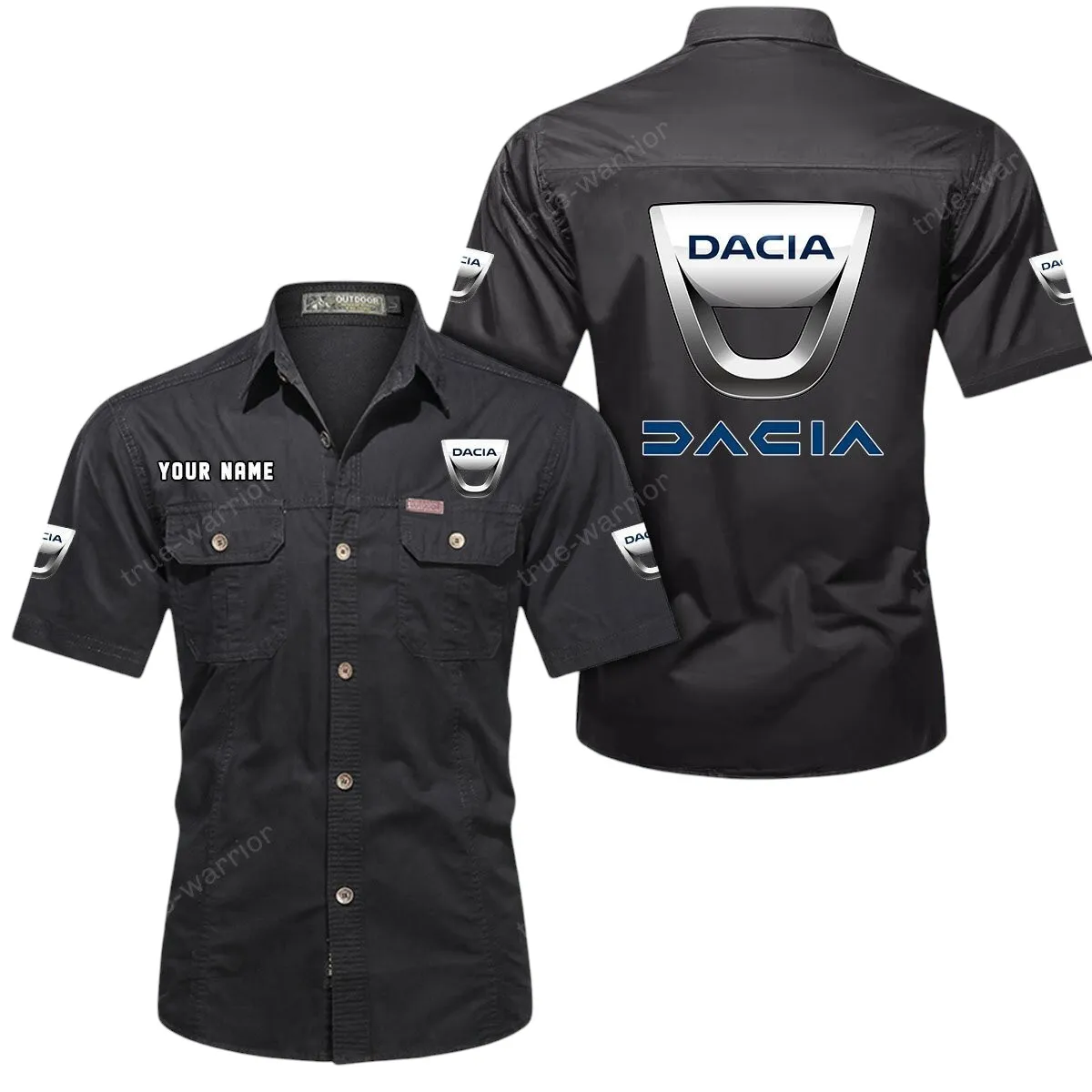Car Lovers Gift Short Sleeved Shirt, Button Up Shirt Exclusive Logo For Car Owners CAR444052625917 - Black