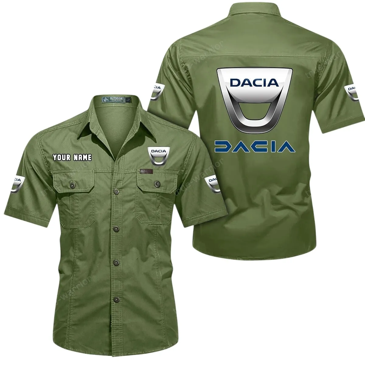 Car Lovers Gift Short Sleeved Shirt, Button Up Shirt Exclusive Logo For Car Owners CAR444052625917 - Fruit Green