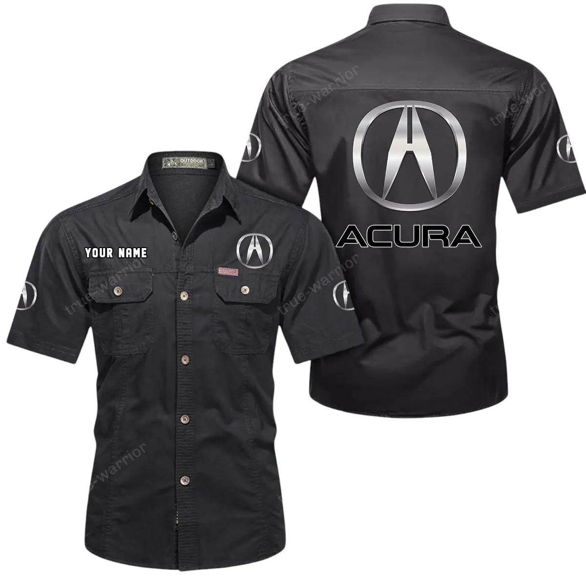 Car Lovers Gift Short Sleeved Shirt, Button Up Shirt Exclusive Logo For Car Owners CAR444052625929 - Black