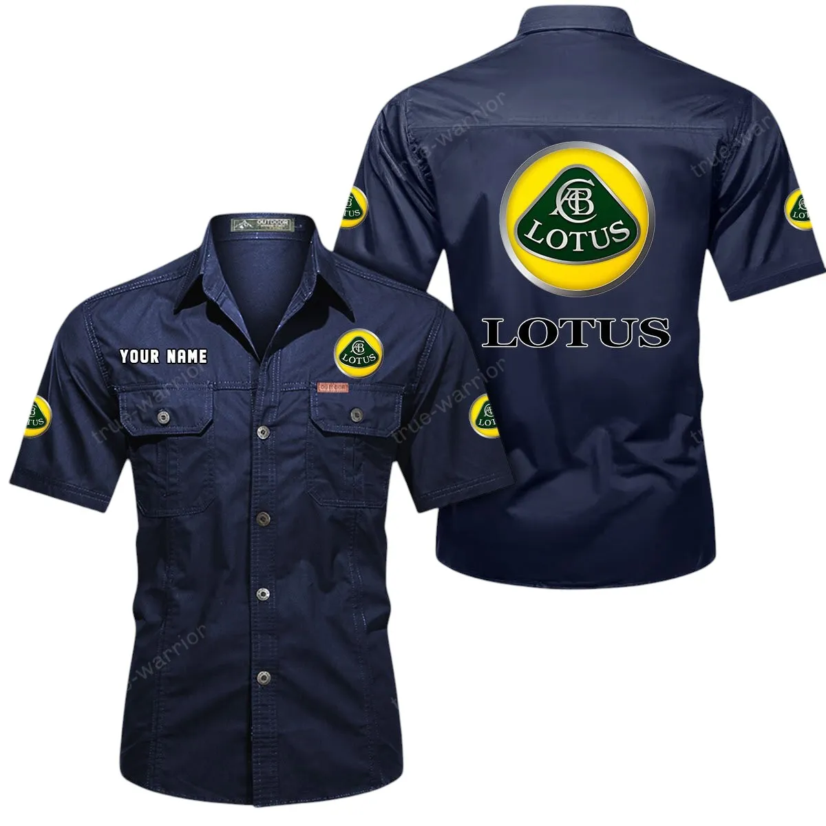 Car Lovers Gift Short Sleeved Shirt, Button Up Shirt Exclusive Logo For Car Owners CAR444052625933 - Dark Blue