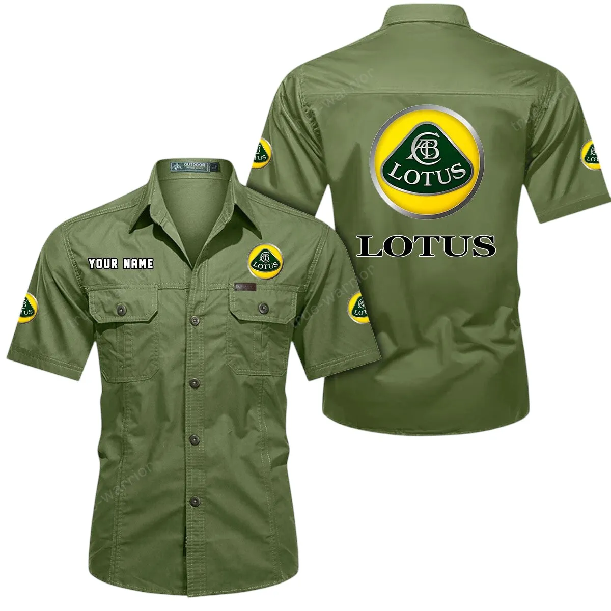 Car Lovers Gift Short Sleeved Shirt, Button Up Shirt Exclusive Logo For Car Owners CAR444052625933 - Fruit Green