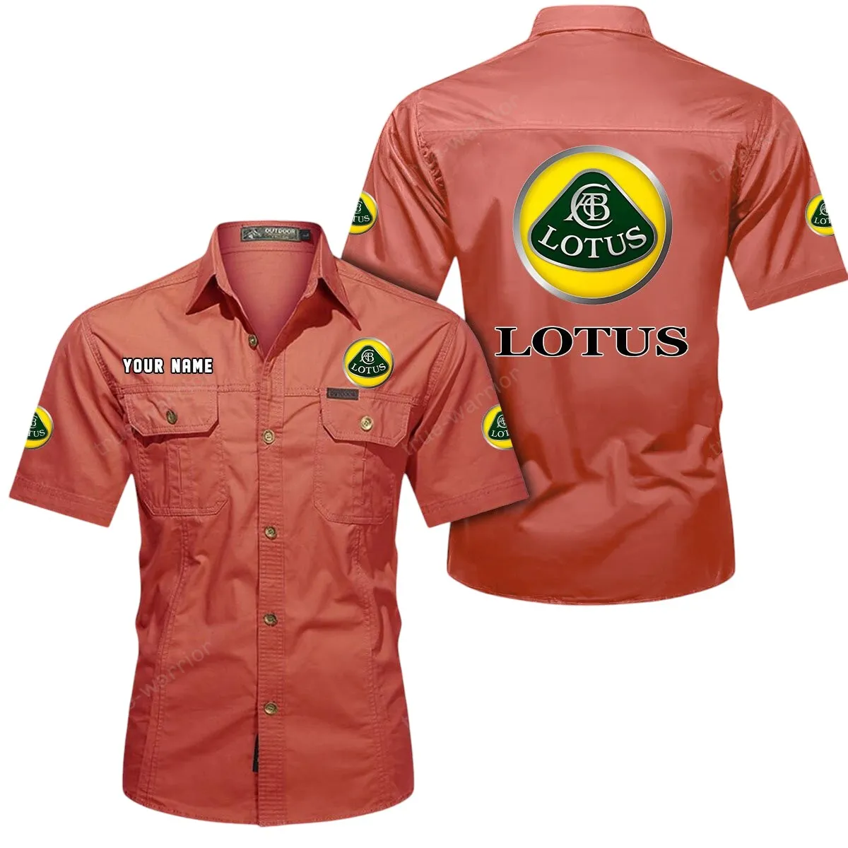 Car Lovers Gift Short Sleeved Shirt, Button Up Shirt Exclusive Logo For Car Owners CAR444052625933 - Red