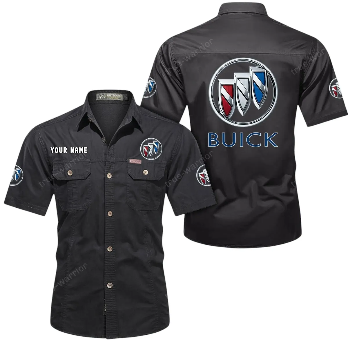 Car Lovers Gift Short Sleeved Shirt, Button Up Shirt Exclusive Logo For Car Owners CAR444052625935 - Black