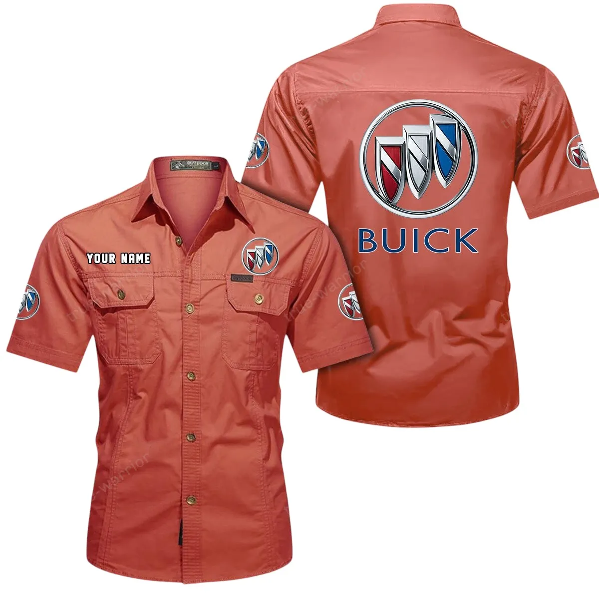 Car Lovers Gift Short Sleeved Shirt, Button Up Shirt Exclusive Logo For Car Owners CAR444052625935 - Red