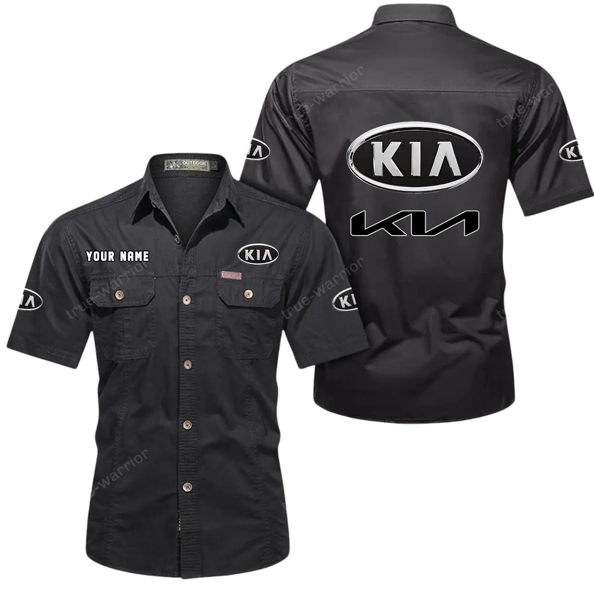 Car Lovers Gift Short Sleeved Shirt, Button Up Shirt Exclusive Logo For Car Owners CAR444052625948 - Black