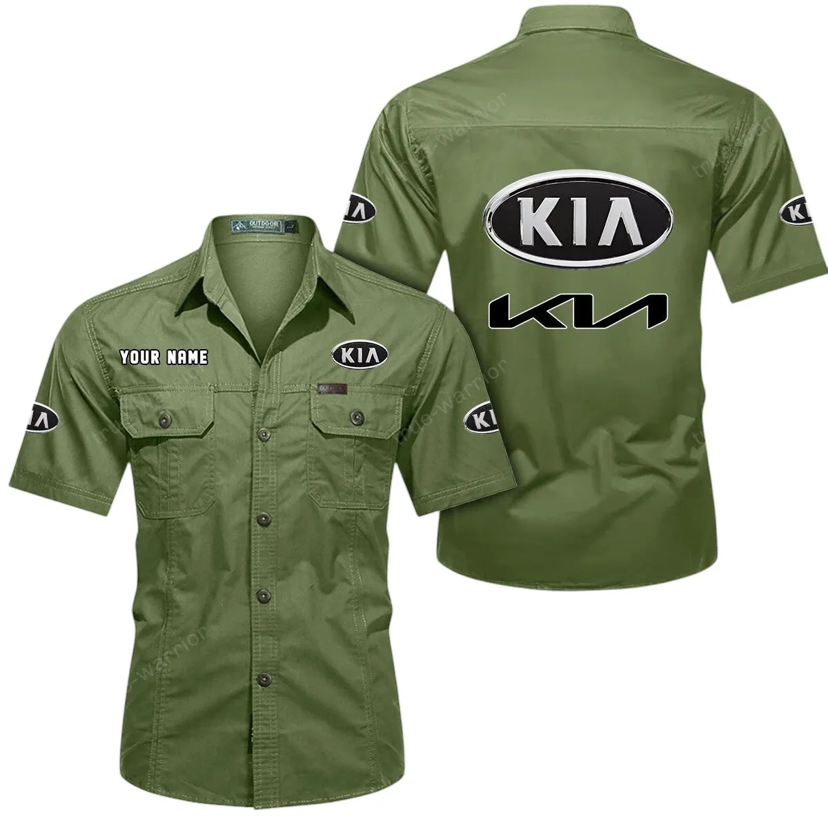 Car Lovers Gift Short Sleeved Shirt, Button Up Shirt Exclusive Logo For Car Owners CAR444052625948 - Fruit Green