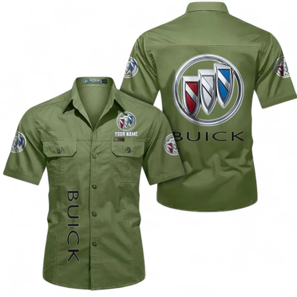 Car Short Sleeved Shirt, Button up Shirt Exclusive Logo For Car Owners, Custom Name CAR392072125819-Fruit Green
