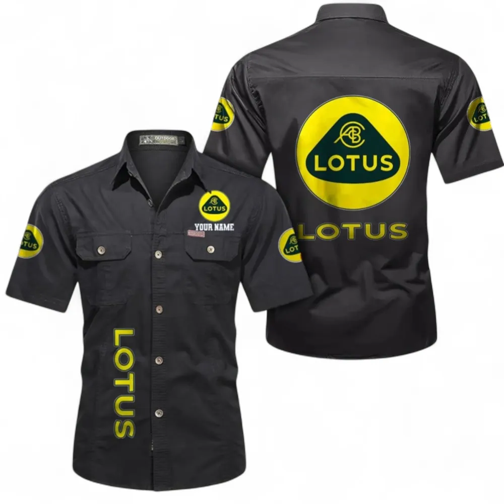 Car Short Sleeved Shirt, Button up Shirt Exclusive Logo For Car Owners, Custom Name CAR392072125826-Black