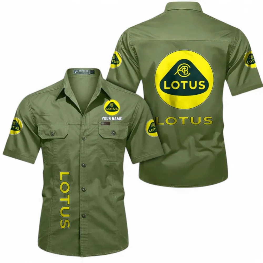 Car Short Sleeved Shirt, Button up Shirt Exclusive Logo For Car Owners, Custom Name CAR392072125826-Fruit Green