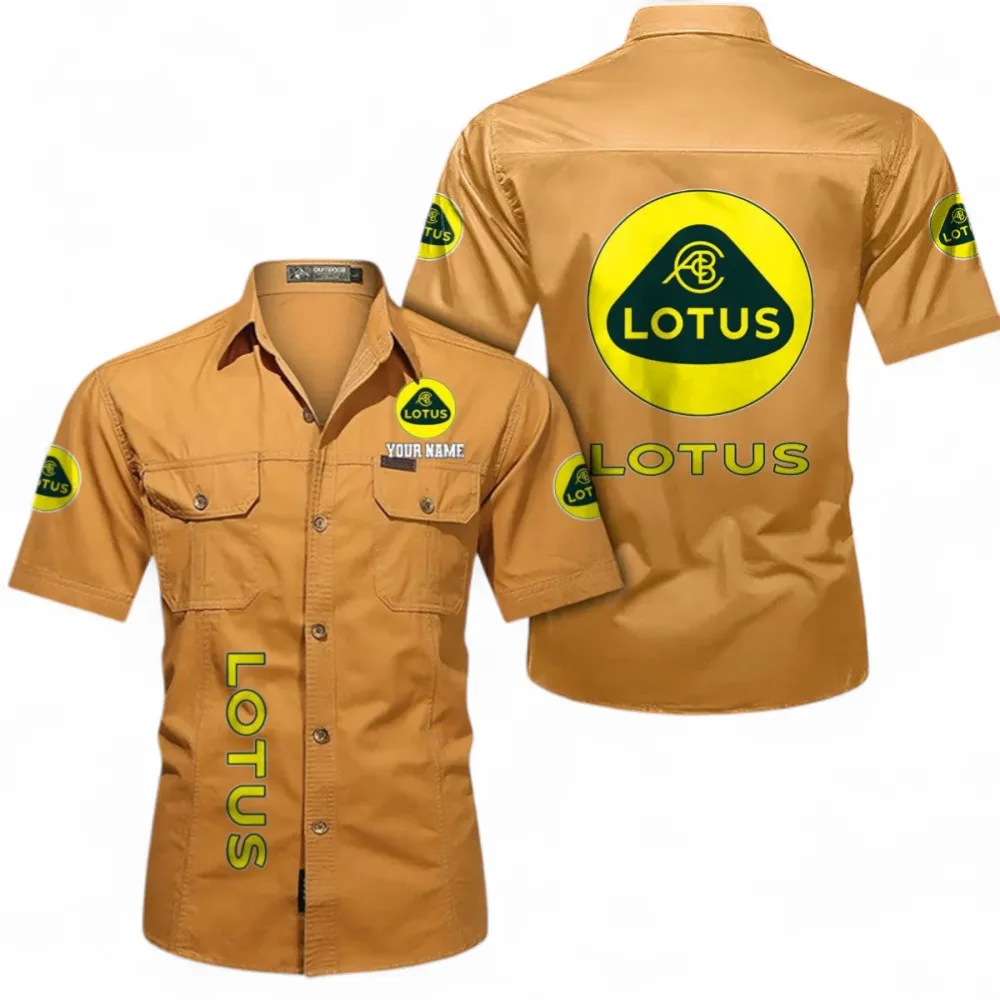 Car Short Sleeved Shirt, Button up Shirt Exclusive Logo For Car Owners, Custom Name CAR392072125826-Turmeric
