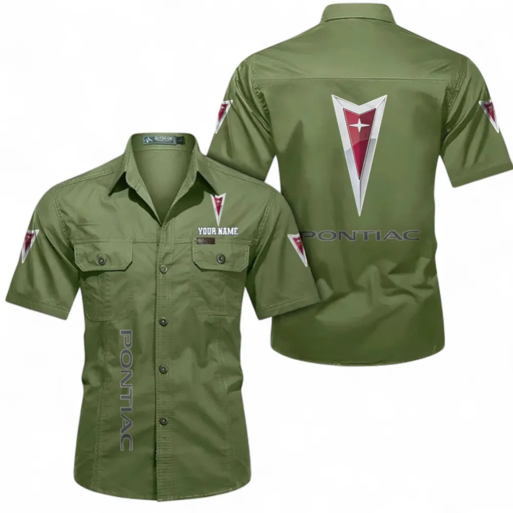 Car Short Sleeved Shirt, Button up Shirt Exclusive Logo For Car Owners, Custom Name CAR392072125843-Fruit Green